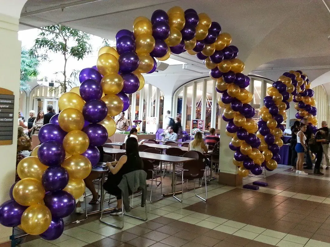 UAlbany Purple and Gold Garland Balloon Arches